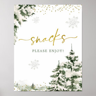 Winter Onederland Forest First Birthday Snacks Poster