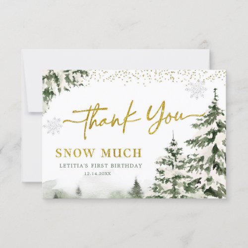 Winter Onederland Forest First Birthday Thank You Card