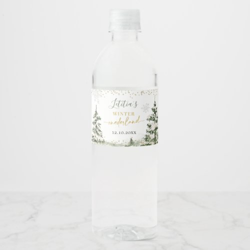 Winter Onederland Forest First Birthday Water Bottle Label