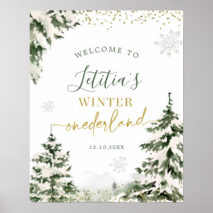 Winter Onederland Forest First Birthday Welcome Poster