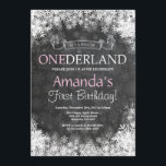 Winter Onederland Girl 1st Birthday Invitation<br><div class="desc">Winter Onederland Girl 1st Birthday Invitation. White Snowflake. First Birthday. Girl 1st Bday Invite. Chalkboard Background. Black and White. For further customization,  please click the "Customize it" button and use our design tool to modify this template.</div>