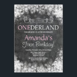 Winter Onederland Girl 1st Birthday Invitation<br><div class="desc">Winter Onederland Girl 1st Birthday Invitation. White Snowflake. First Birthday. Girl 1st Bday Invite. Chalkboard Background. Black and White. For further customization,  please click the "Customize it" button and use our design tool to modify this template.</div>