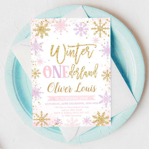 Winter ONEderland Girl 1st Birthday Invitation