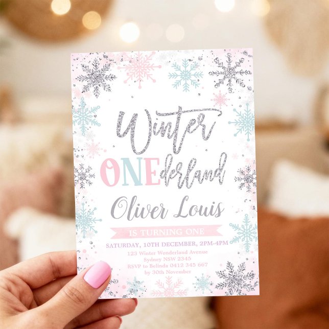 Winter ONEderland Girl 1st Birthday Invitation (Creator Uploaded)