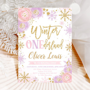 Winter ONEderland Girl 1st Birthday Invitation