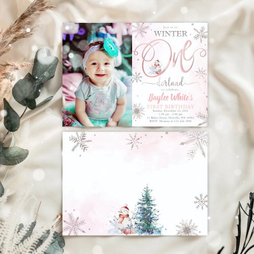 Winter ONEderland Girl 1st Birthday Invitation