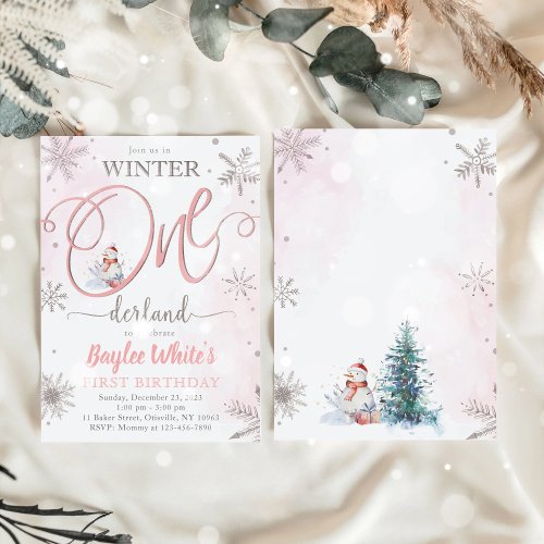 Winter ONEderland Girl 1st Birthday Invitation