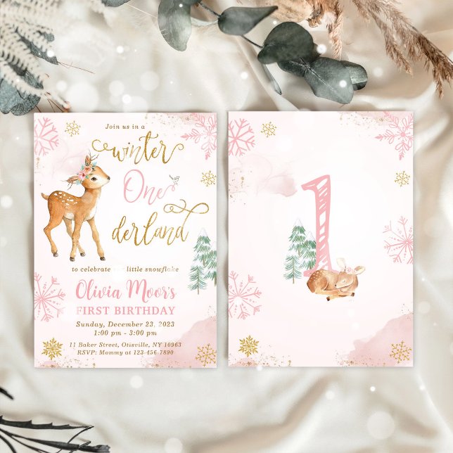 Winter ONEderland Girl 1st Birthday Invitation (Creator Uploaded)