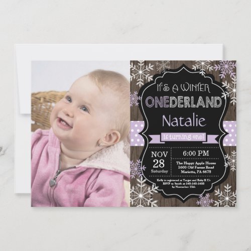 Winter Onederland Girl 1st Birthday Invitation