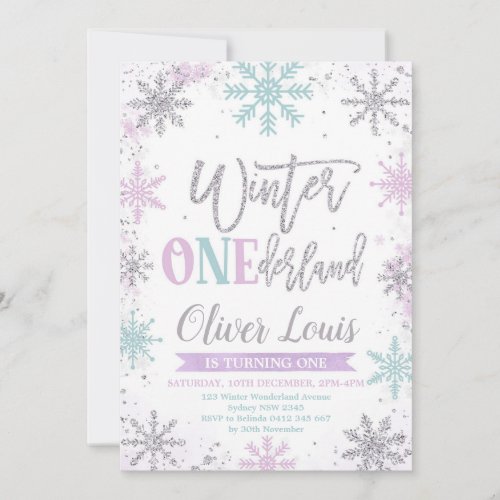 Winter ONEderland Girl 1st Birthday Invitation