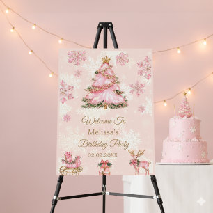 Winter Onederland girl 1st birthday pink Snowflake Foam Board