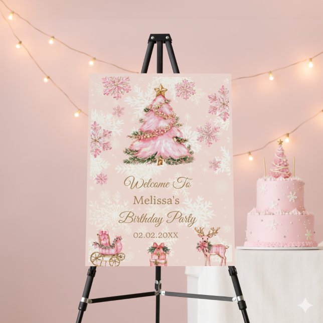 Winter Onederland girl 1st birthday pink Snowflake Foam Board (Creator Uploaded)