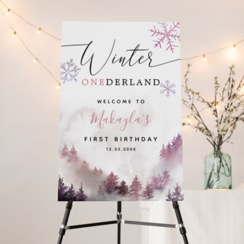 Winter ONEderland Girl 1st Birthday Welcome Sign