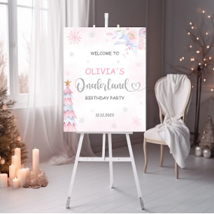 Winter Onederland Girl Birthday Welcome Sign