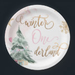 Winter Onederland Girl Pink Gold 1st Birthday Paper Plates<br><div class="desc">Winter Birthday themed. All details are HAND-DRAWN so you can be sure this design is one-of-a-kind.</div>