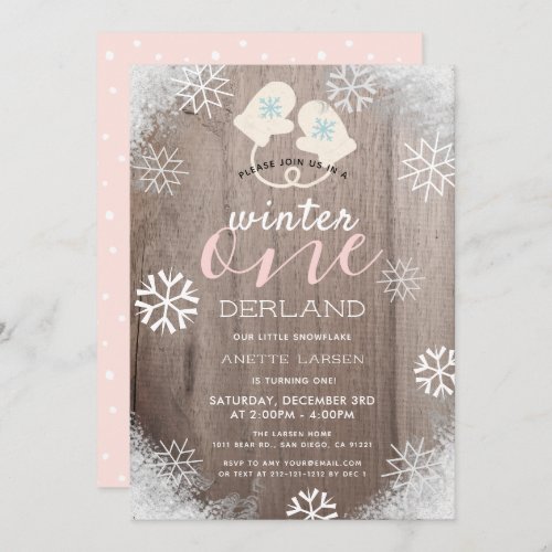 Winter Onederland Girls 1st Birthday Invitation