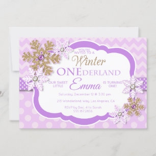 Winter ONEderland Girls First Birthday Invitation