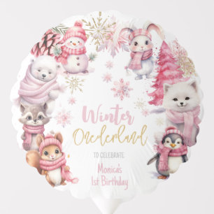 Winter onederland glitter snowflakes birthday balloon