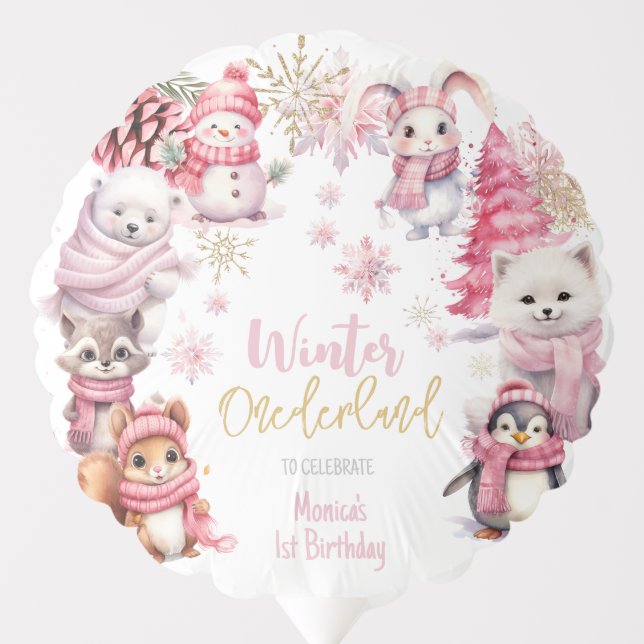 Winter onederland glitter snowflakes birthday balloon (Front)