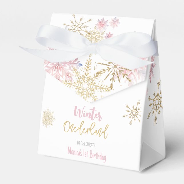 Winter onederland glitter snowflakes birthday favor boxes (Front Side)