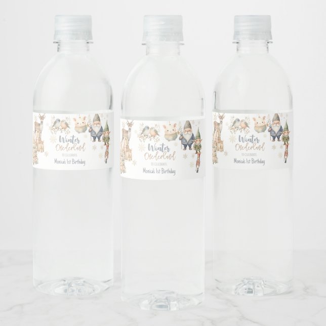 Winter onederland glitter wonderful birthday water bottle label (Bottles)