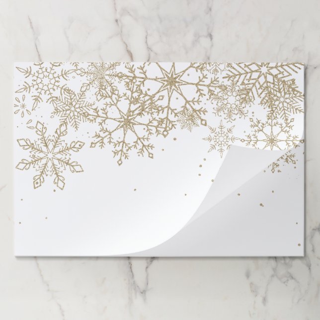 Winter Onederland Gold Snowflake Placemat (Folded)