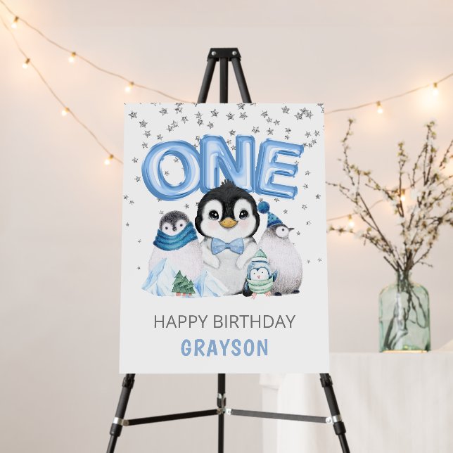 Winter Onederland Happy Birthday Sign (In Situ (Stand))