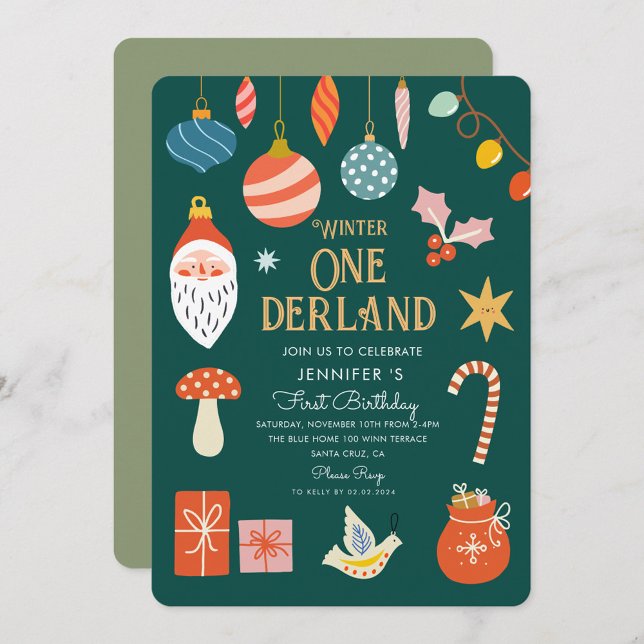 Winter Onederland Holiday First Birthday  Invitation (Creator Uploaded)
