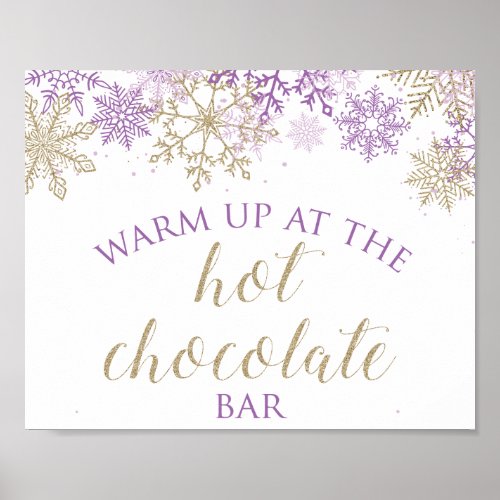 Winter Onederland Hot Chocolate Bar Sign Purple