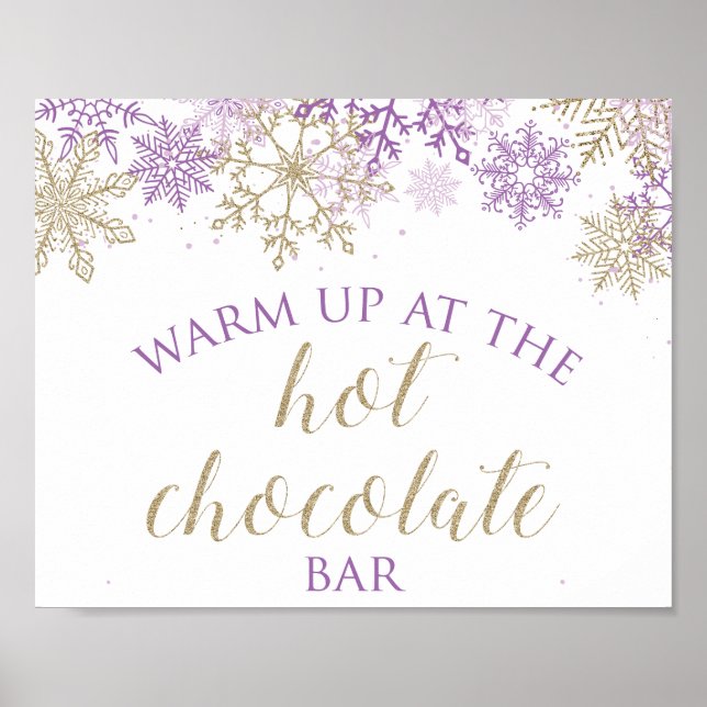 Winter Onederland Hot Chocolate Bar Sign Purple (Front)
