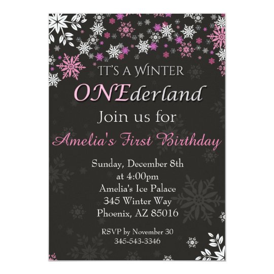 Winter Onederland Invitation First 1st Birthday Card Zazzle Winter Onederland Invitation Template Free