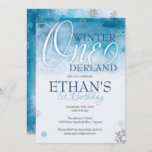 Winter Onederland Invitation for 1st Birthday