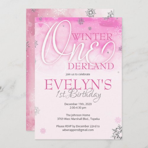 Winter Onederland Invitation for 1st Birthday