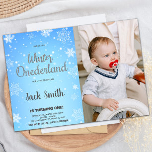 Winter ONEderland Invitations Silver Black Photo