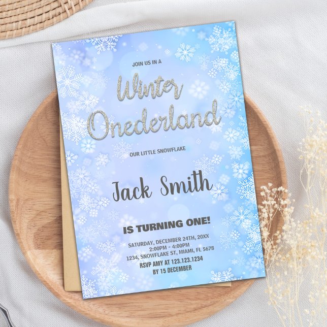Winter ONEderland Invitations Silver Glitter (Winter ONEderland Invitations Silver Glitter)