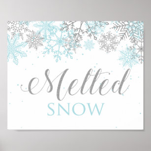 Winter Onederland Melted Snow Blue Silver Poster