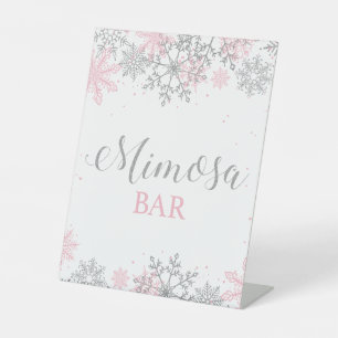 Winter Onederland Mimosa Bar Pedestal Sign