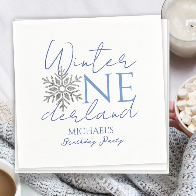 Winter ONEderland Minimalist Boy 1st Birthday Napkins (Creator Uploaded)