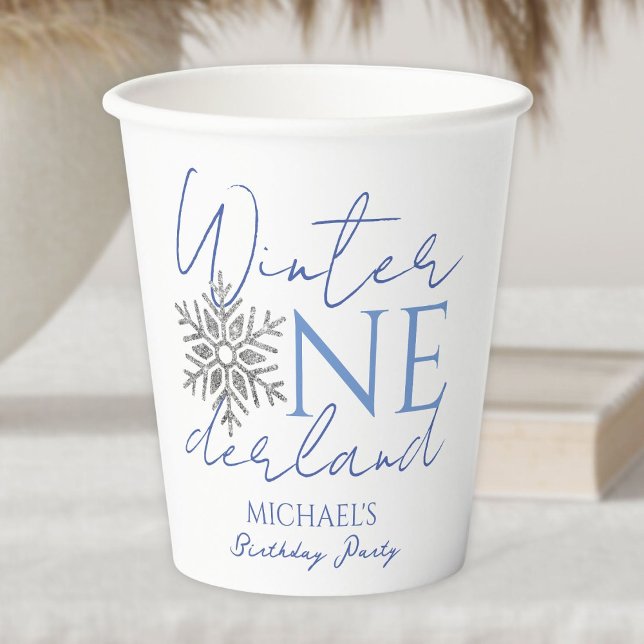 Winter ONEderland Minimalist Boy 1st Birthday Paper Cups (Creator Uploaded)