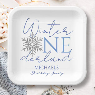 Winter ONEderland Minimalist Boy 1st Birthday Paper Plates