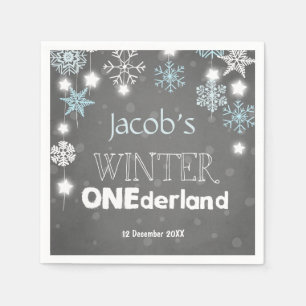 Winter onederland Paper Napkin Blue Boy Snowflake