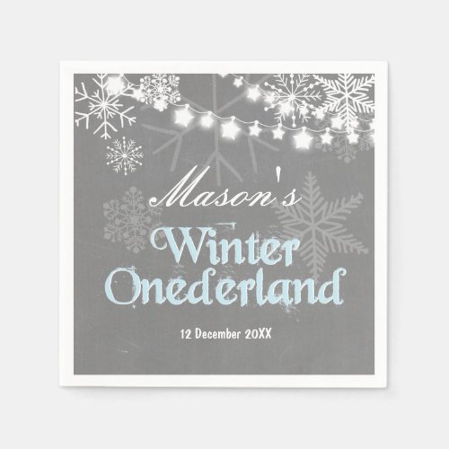 Winter onederland Paper Napkin Blue boy Snowflake