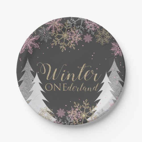 Winter Onederland Party Plates first birthday