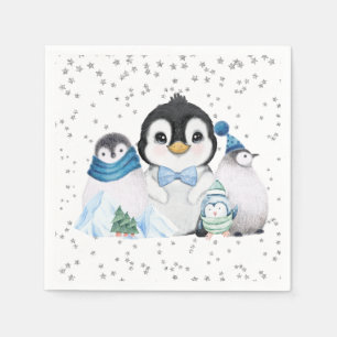 Winter Onederland Penguin Birthday Napkins