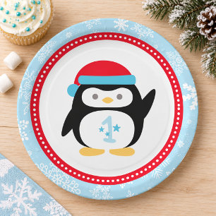 Winter ONEderland Penguin First Birthday Paper Plates