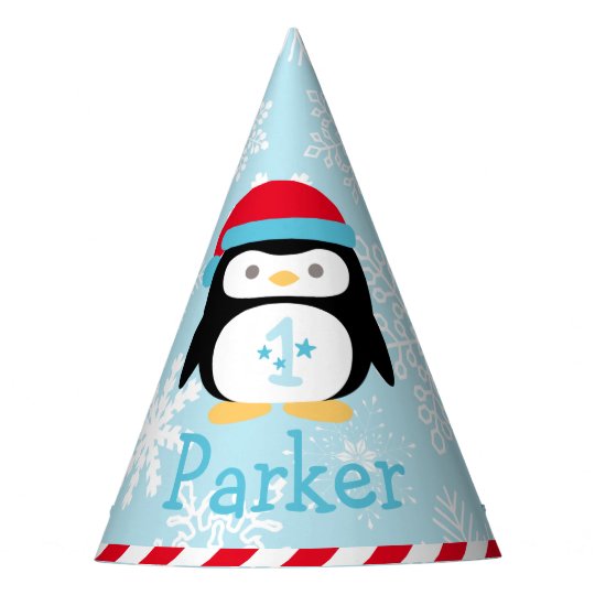 Winter Onederland Penguin First Birthday Party Party Hat Zazzle Com