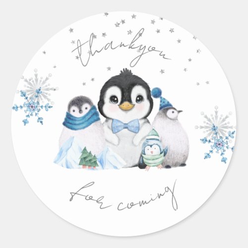 Winter Onederland Penguin Thankyou Sticker