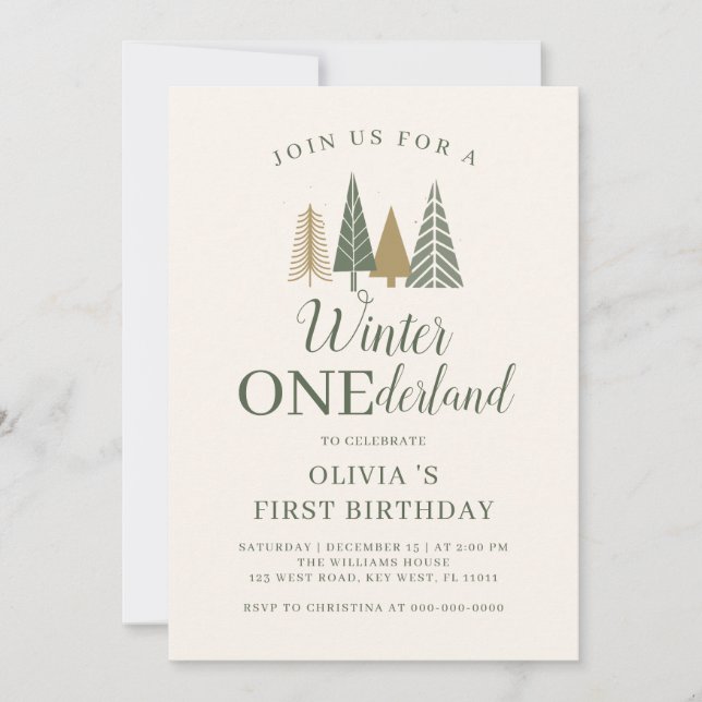 Winter Onederland Photo First Birthday Invitation (Front)