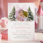 Winter Onederland Photo Girl First Birthday Invitation<br><div class="desc">Invite friends and family to celebrate your little girl’s special day with this charming "Winter Onederland" birthday invitation. Featuring a whimsical winter wonderland scene with snow-dusted trees and a delightful pink bow, this invitation is perfect for a winter birthday celebration. Personalize it with a photo of your child and custom...</div>
