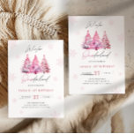 Winter Onederland Pink 1st Birthday Invitation<br><div class="desc">Cute pink Christmas tree "winter ONEderland" first birthday invitation.</div>